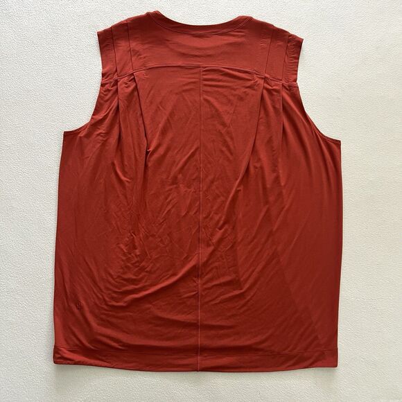 Lululemon Women Modal Pleated Shoulder Tank Top Red Rock Rust Orange Relaxed 14 - Picture 8 of 11